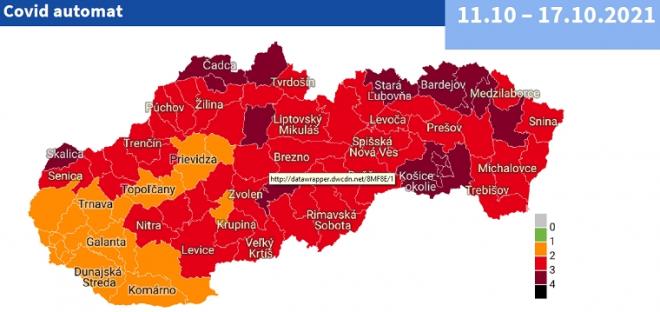 Od pondelka 11. októbra bude 16 bordových okresov Od pondelka 11. októbra bude 16 bordových okresov